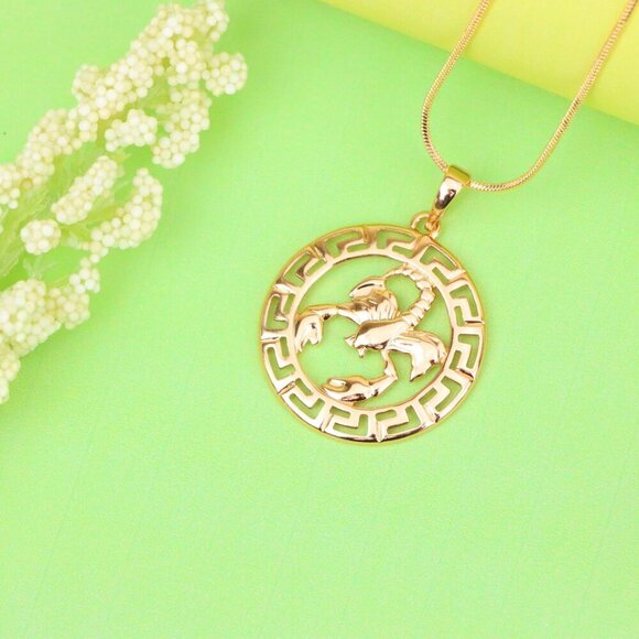 "Scorpio Zodiac Rose Gold Pendant in Gold Plated Brass, XPPT1335 - Picture 12 of 13